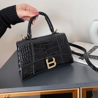 Image 5 of Crocodile Pattern Handbag Hourglass Crossbody Bag 