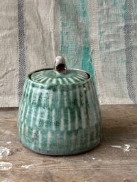 Image 2 of Tea caddy - green stripes