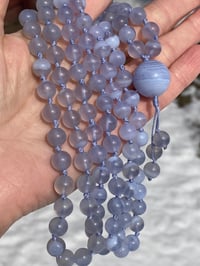 Image 2 of Blue Chalcedony Mala with Blue Lace Agate Guru Bead