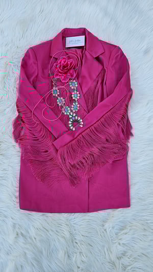 Image of Becky Fringe Satin Jacket 