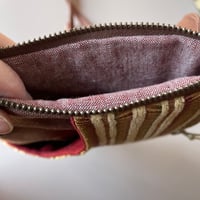 Image 3 of Strip Zippertop Brown Canvas Crossbody Purse