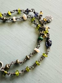 Image 7 of peridot and emerald double strand charm bracelet