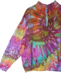 Image 3 of M Ladies Half-Zip Pullover in Bright Spiral Ice Dye