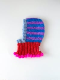 Image 7 of Sofie and Iris Striped Lilac, Blue, Red and Light Blue Mohair Balaclava