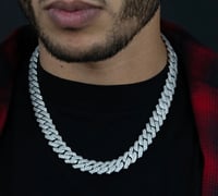 14MM SILVER PRONG CUBAN CHAIN