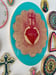 Image of Sacred Heart Oval Large Aqua/Magenta/Gold leaf 