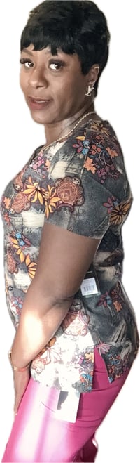 Image 3 of DISTRESSED PRINTED SCRUB TOP