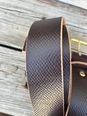 Horween Leather Belt - Dark Brown Winchester Hatch Grain Veg Tan - 1.5"