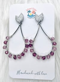 Image 3 of PURPLE CRYSTAL BEADED DANGLES