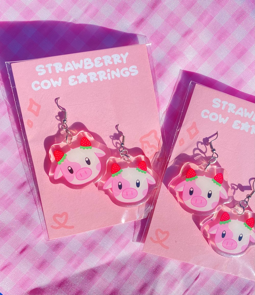 Strawberry Cow Earrings