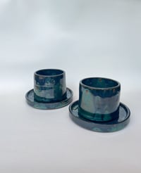 Image 3 of Tank Cup & Saucer - Dark Green Speckle