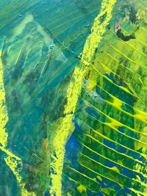 Blue-yellow I Need Time To See It From The Proper Distance - Acrylic On Acrylic Paper cc 21x30 cm