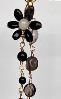 Image 2 of Obsidian Smoky Quartz Morganite Keychain Charm Bracelet | Protection Grounding Healing Love 