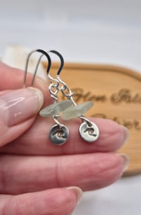 Image 4 of Sea Glass and Wave Charm Earrings