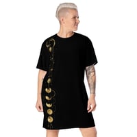 Image 2 of Celestial Planetary Black and Gold Inspired T-shirt dress