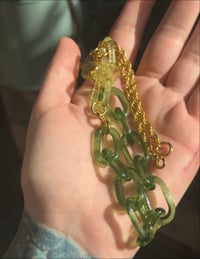 Image 1 of 19" Green Stardust x unknown lime green + 10k Gold Chain Necklace