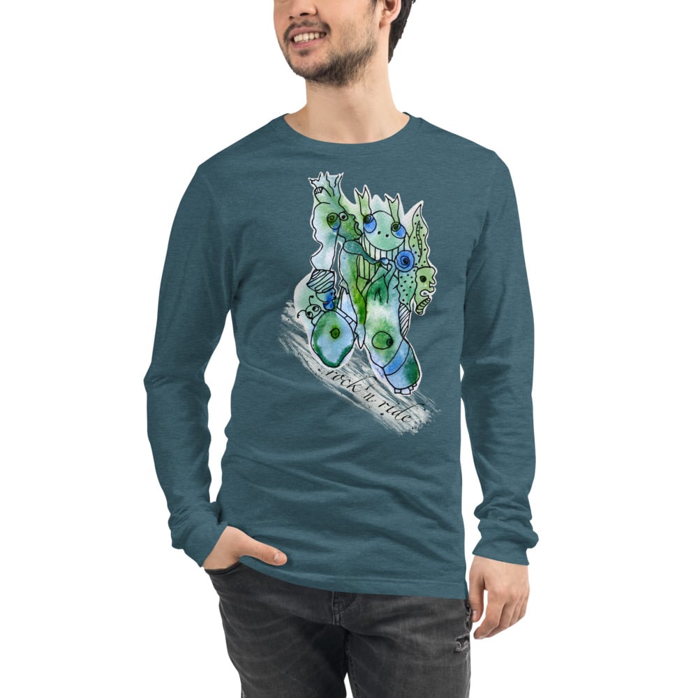 Image of Rock‘n Ride. Unisex Long Sleeve Tee Blue