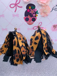 Image 1 of Leopard Print  Tassel Earrings