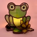Yellow Waterlily Frog Candle Holder 