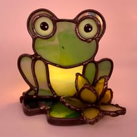 Image 4 of Yellow Waterlily Frog Candle Holder 