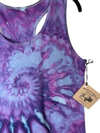 Image 3 of XL Ladies Racerback Tank in Purple Haze Spiral Ice Dye