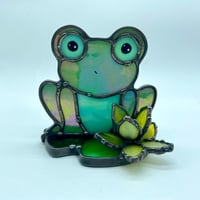 Image 1 of Yellow Waterlily Frog Candle Holder 