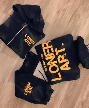 Image of Loner Art Sprayed Sweatsuit (Navy&yellow)