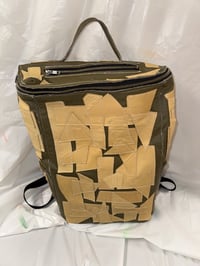 Image 1 of Cowhide Patchwork Backpack (Green/Tan)