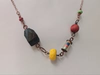 Image 5 of Candy Bead Statement Necklace Of Handcrafted Beads In Green, Blue, Orange, Yellow