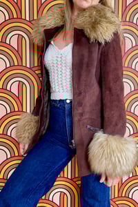 Image 9 of Vintage burgundy suede penny lane coat
