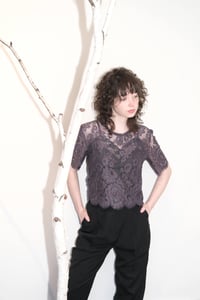 Image 3 of Holly Stalder Charcoal Lace T-Shirt size small 