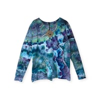 Image 1 of XL Ladies Long-Sleeve Stretch Tee in Cool Geode Ice Dye