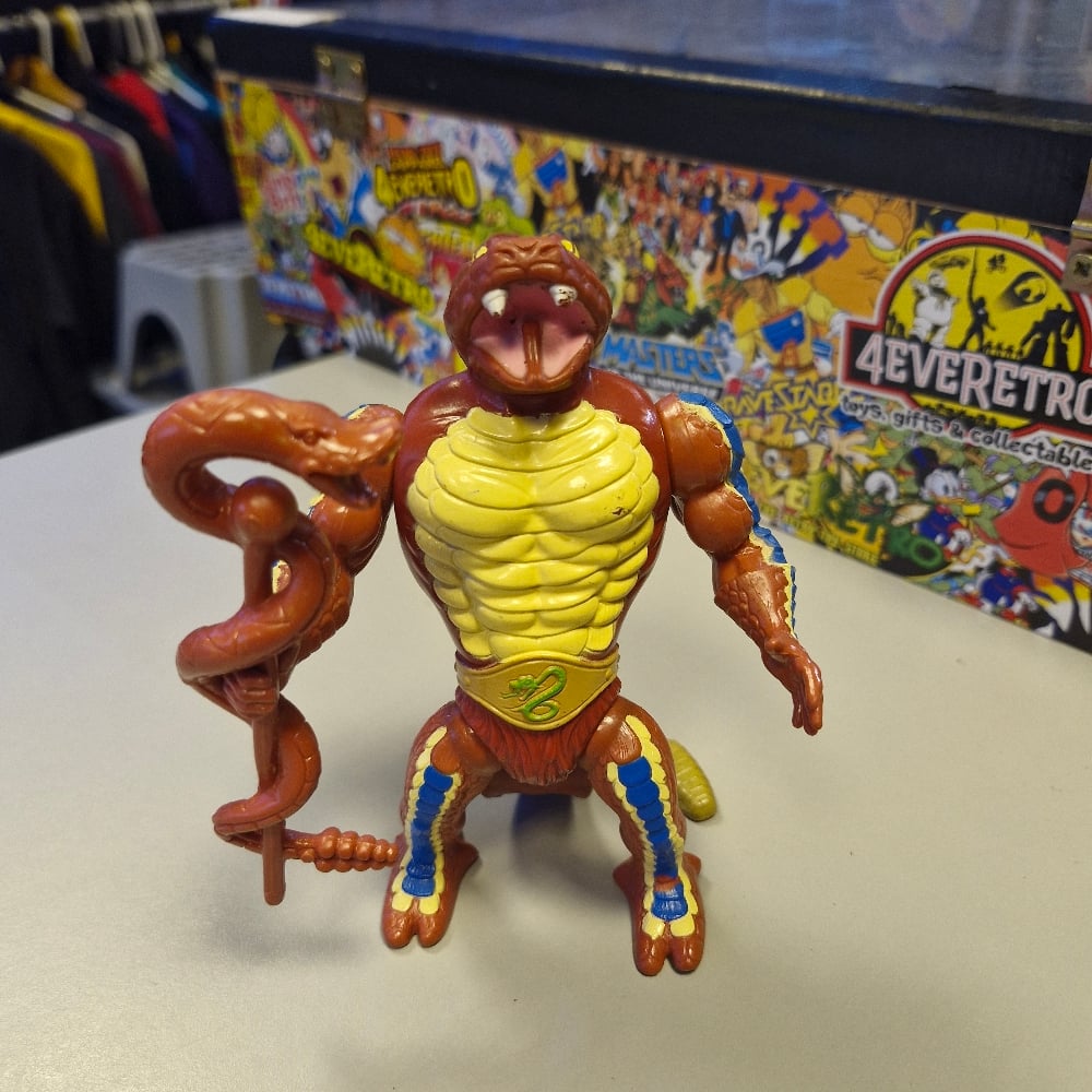 Image of Vintage Masters of the Universe Rattlor Action Figure with Staff – Original 1980s MOTU