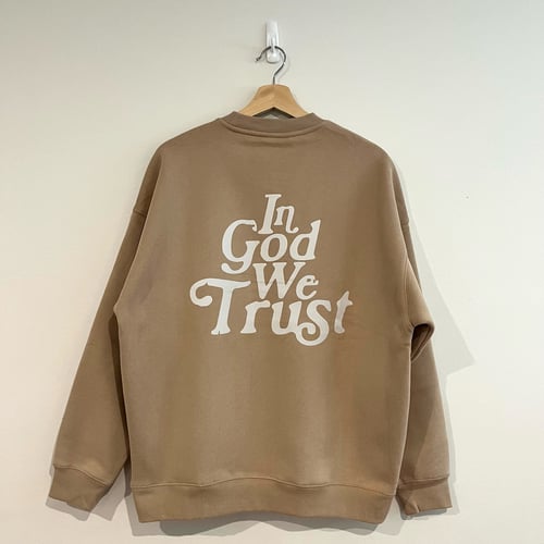 Image of "In God We Trust" Jumper - Beige/White