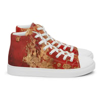 Image 5 of Gold and Red Textured Antique Goth Inspired Women’s high top canvas shoes