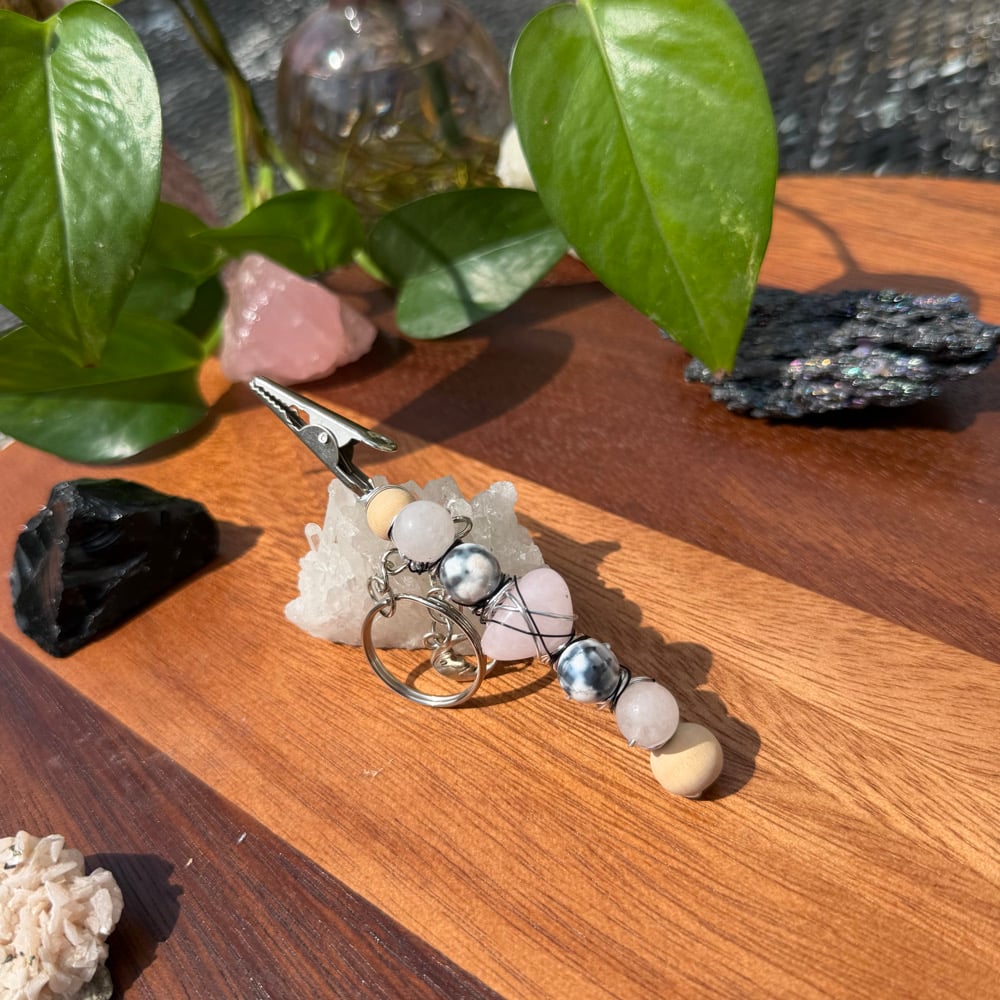 Image of cloudy moon clip keychain 