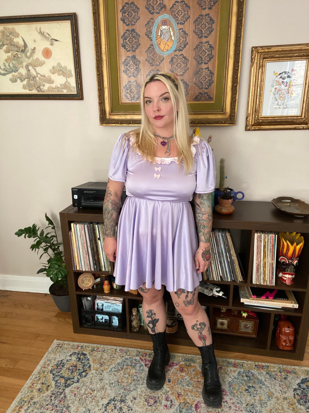 Image of Purple princess dress w bow buttons