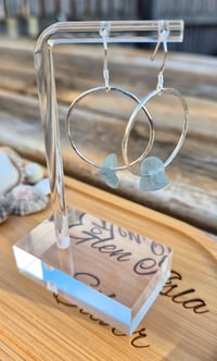 Image 2 of Aqua Blue Seaglass Ring Earrings 
