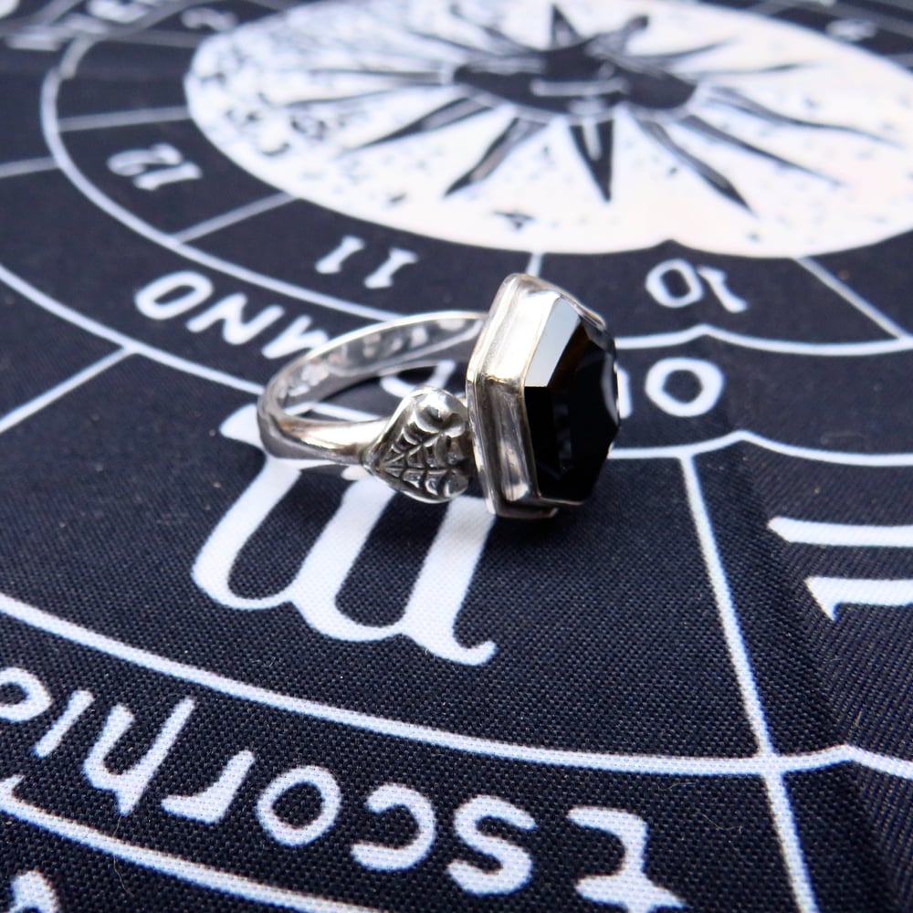 Silkenweb Black Spinel Spiderweb Ring Sterling Silver