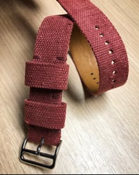 Image 3 of Sanded Red Hand-rolled single piece strap