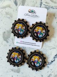 Image 1 of Black & Gold Sailor Moon Earrings (Dangly or Studs)