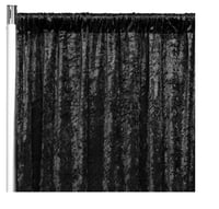 Image 1 of Velvet 16ft H x 52" W Drape/Backdrop Curtain Panel Black bkdp16 For rent only  $14