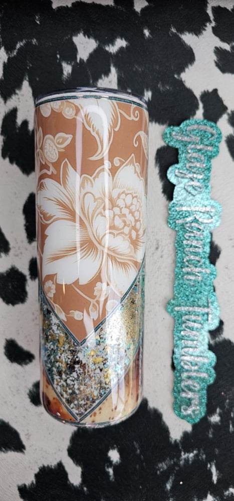 Image of 20 oz. Vintage floral turquoise