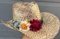 Image 2 of Aged Brown Cowboy Hat Silk Flower Band