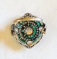 Image 5 of EMERALD AND DIAMOND TARGET RING 