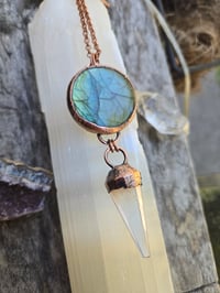 Image 4 of Electroformed labradorite and quartz pendulum necklace