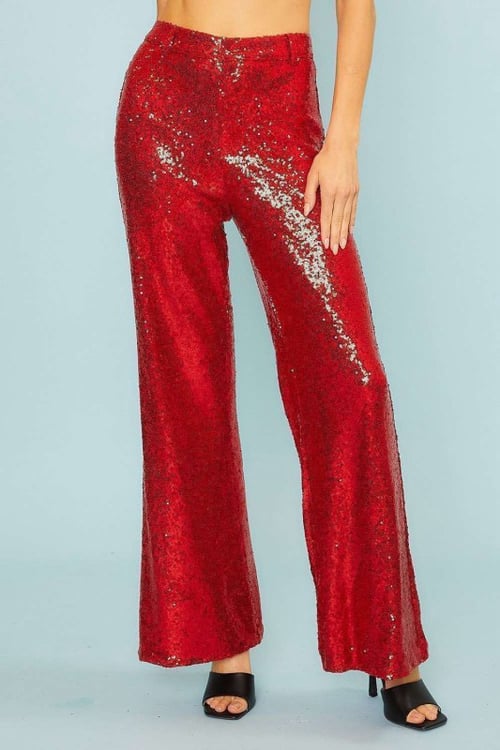 Image of RED SEQUIN PANTS