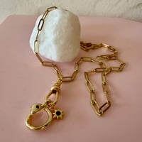 Image 3 of Paperclip chain with Swivel Clasp and Snake and Green Twinkle