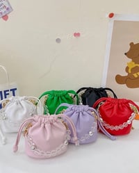 Image 2 of Draw string Purse with plastic pearl strap