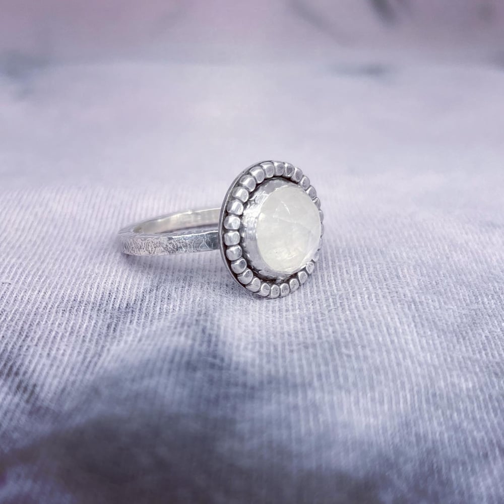 Image of Handmade Sterling Silver Faceted Moonstone Ring 